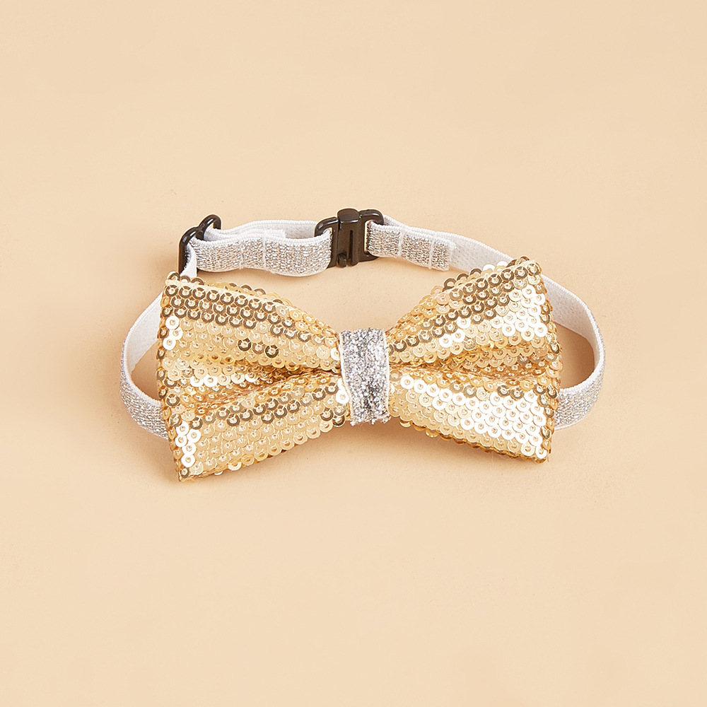 Ventas de la fábrica en stock lentejuelas pajarita PET pajarita avanzada de lentejuelas gato perro arco ajustable accesorios para mascotas