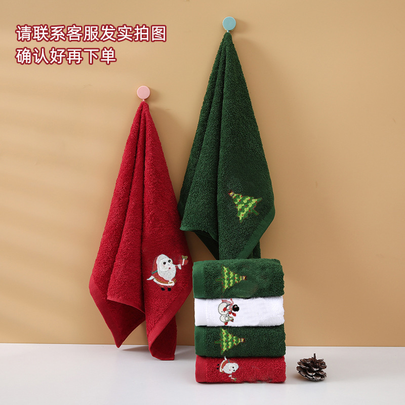 クリスマスタオル 純綿刺繍 高齢者用糸くずの出ないフェイスタオル クロスボーダー ハロウィン お土産タオル 外国貿易|undefined