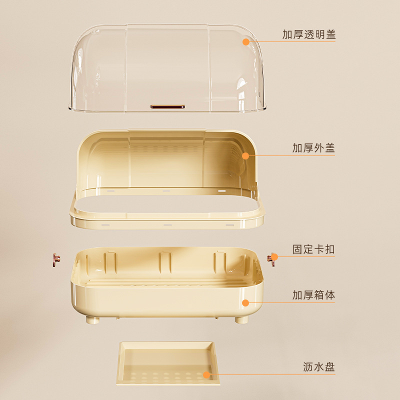 沥水碗架厨房碗筷餐具收纳盒带盖碗柜家用台面放碗碟盘水槽置物架|undefined