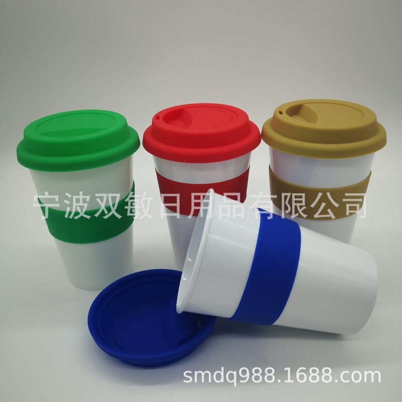 PLA biodegradable silicone sleeve silicone lid Coffee Cup 16oz plastic coffee cup 450ml hand Cup