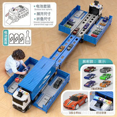 Transforming Ejection Container Truck Light Music Car Track Truck New Year Gift Kidsren's Boy Educational Toy