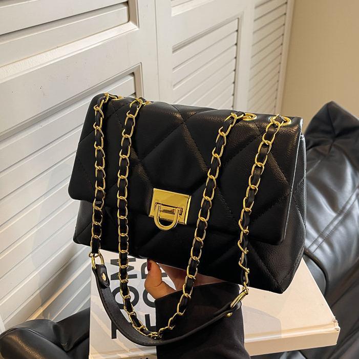 Bolso de cadena de diamond para mujeres 2024 nuevo estilo de moda universal simple bolso cuadrado de alta calidad sensación de tendencia bolso de hombro simple