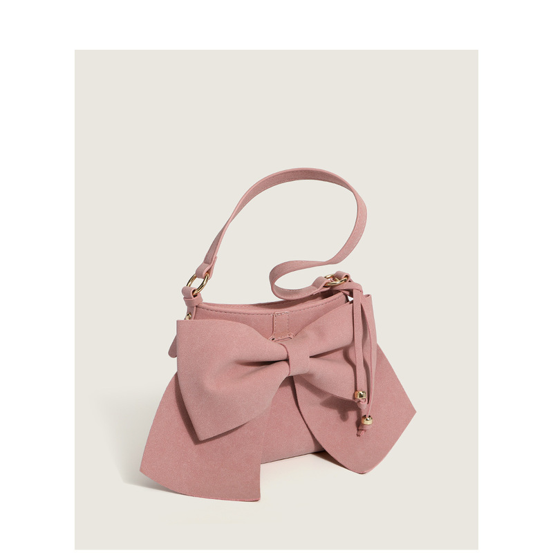 Niche designer vintage suede bow Millennium sweet cool hot girl underarm bag fashion temperament shoulder handbag