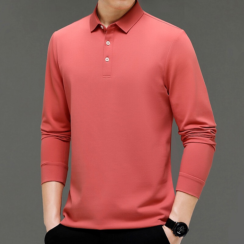 2026 Autumn New Men's Long-Sleeve T-Shirt, Middle-Aged Dad's Turn-Down Collar Polo Shirt, Men's Casual Silk Top 2026 Autumn New Men's Long-Sleeve T-Shirt, Middle-Aged Dad's Turn-Down Collar Polo Shirt, Men's Casual Silk Top