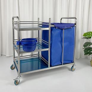 Stainless Steel Waste Cart Three-Layer Nursing Cart Hospital Morning Care Cart Transport Ward Bedding Waste Cart Hotel Cleaning Cart