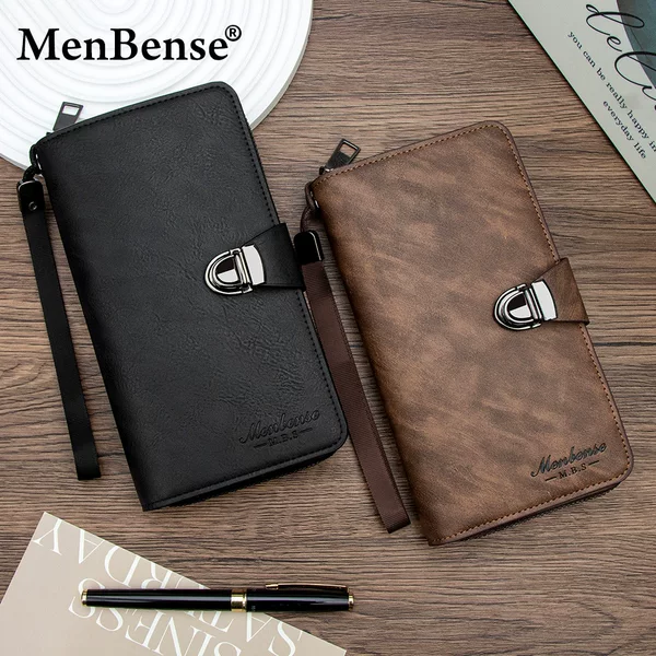 Cross-Border Men's Long Wallet New Multi-Card Slot Retro Style Buckle Wallet Men's Large-Capacity Clutch Bag Coin Purse