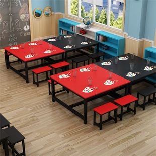 Kindergarten Primary School Children's Desks and Chairs Training Table Tutoring Class Handmade Art Painting Table Studio Learning Table