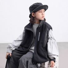 男童摇粒绒马甲外套秋冬款2025新款儿童冬季加厚上衣大男孩冬装潮