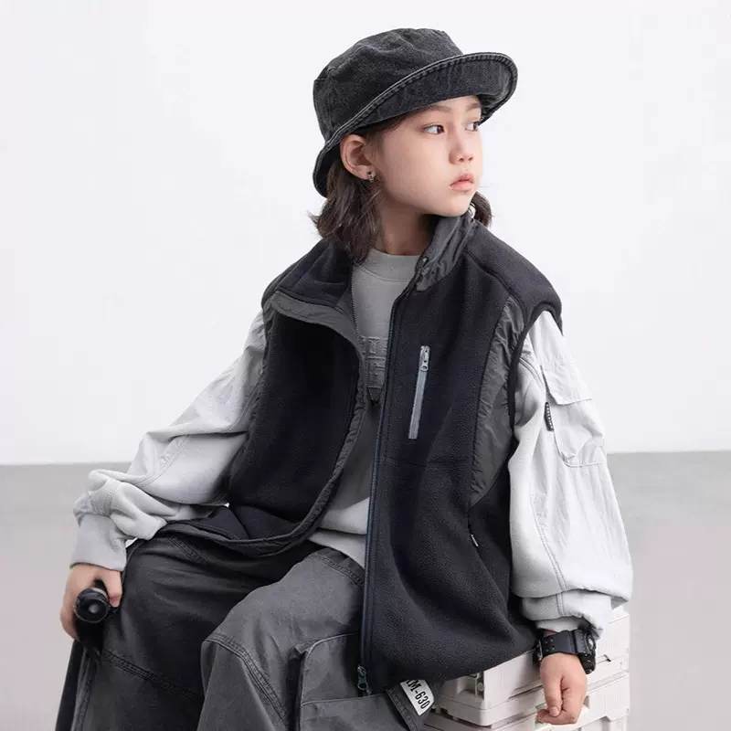 男童摇粒绒马甲外套秋冬款2025新款儿童冬季加厚上衣大男孩冬装潮