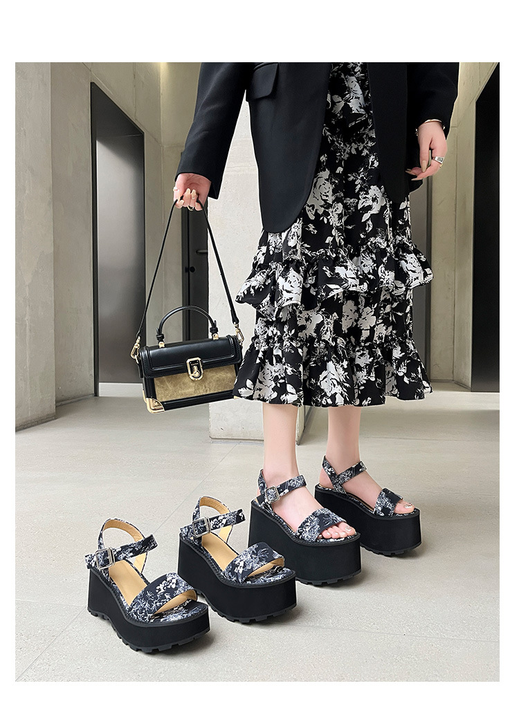 Sandal cao gót nữ phong cách Trung Hoa đế xuồng hở mũi quai ngang — Đen 11cm, Trắng 11cm, Trắng 9cm, Đen 9cm chi tiết 20