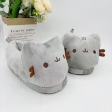 厂家直供跨境可爱情侣经典熊猫胖猫毛绒拖鞋秋冬家居保暖布艺拖鞋