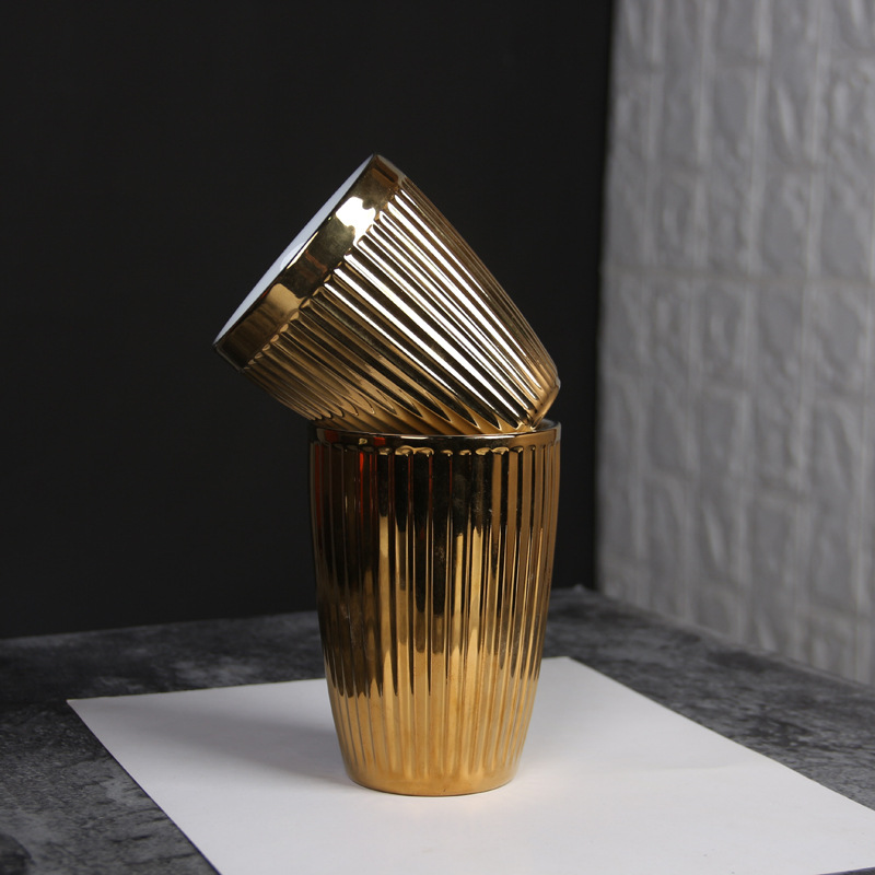 Taza de café de cerámica de oro taza de sopa taza de leche sin mango