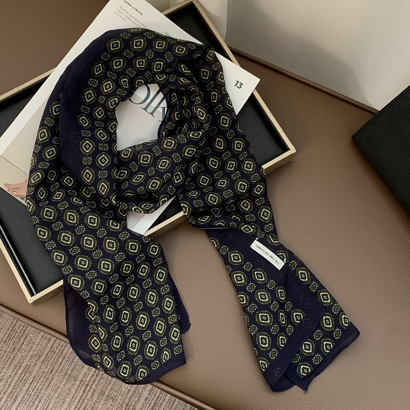 Bufanda de seda, sentido avanzado, todo fósforo, nuevo estilo multiusos, lunares, rosa, cuello, bufanda, bufanda, pañuelo, cinturón para el cabello, cinturón decorativo