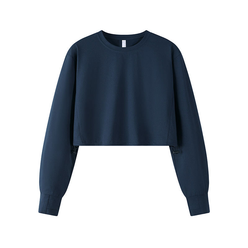 Outdoor Casual Long-Sleeved Short T-Shirt Spring and Summer Women's Quick-Drying Half-Cut Clothes Desan Plain Bottoming Shirt for Girls Outdoor Casual Long-Sleeved Short T-Shirt Spring and Summer Women's Quick-Drying Half-Cut Clothes Desan Plain Bottoming Shirt for Girls