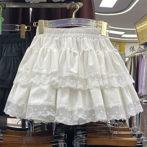 [Sweet and exquisite fluffy cake skirt] White