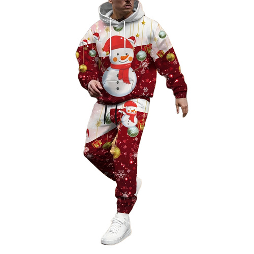 Cross-border Christmas men's suit 3D digital printed hoodie trousers for casual transportation