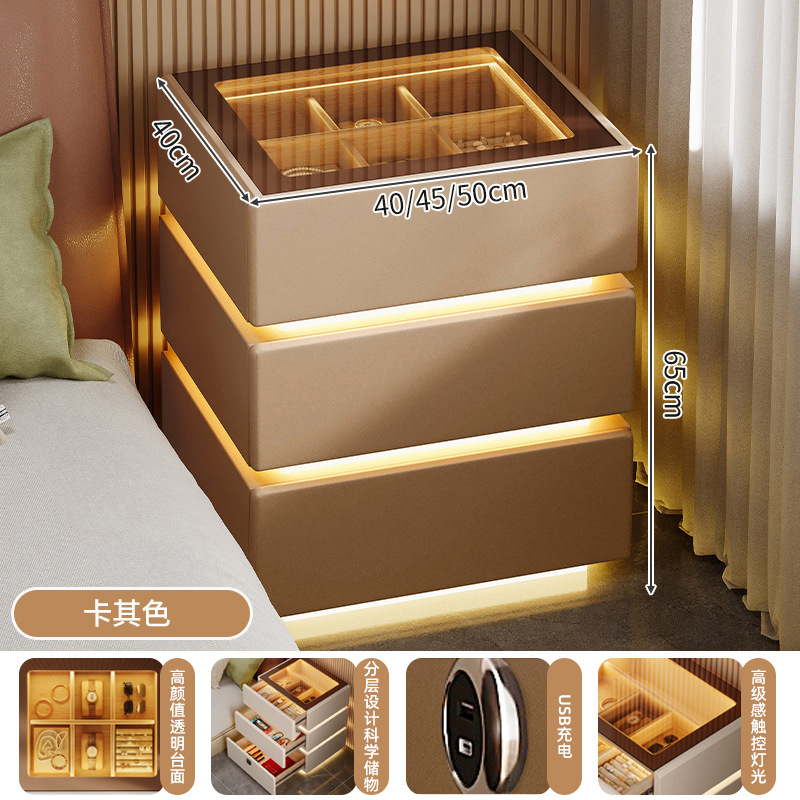 2024 nueva meseta de cabecera lujosa luz de lujo de alto nivel lámpara de cinta de vidrio cama principal precio de alta red armario de almacenamiento