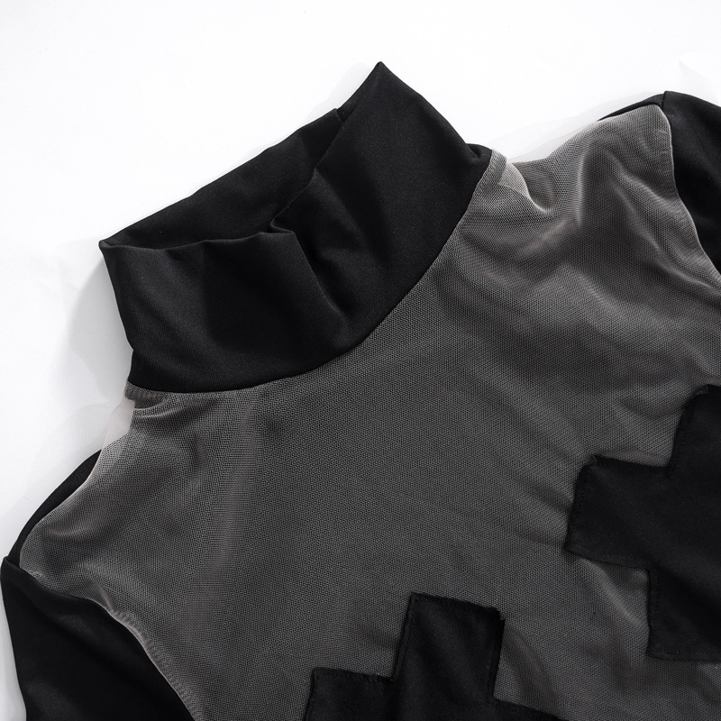 Title 9, Womens sheer mesh navel round neck long sleeve...