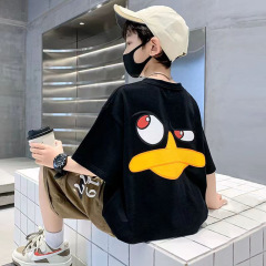 Men's Short Sleeve T-Shirt Summer New Children's Clothing Front and Back Print Boy Stylish Half Sleeve Trendy T-Shirt for Older Children