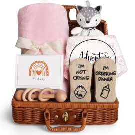 亚马逊Baby shower gifts礼物提篮安抚玩具新生儿礼盒套装夏天