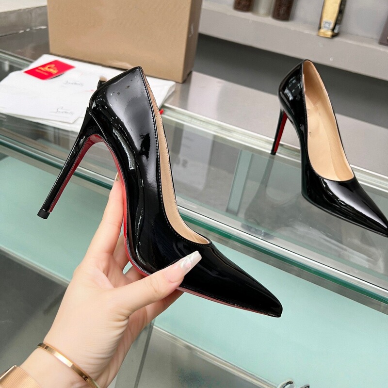 Side-Cut Genuine Leather Pointed-Toe Shallow-Mouth Stiletto Nude-Colored Elegant and Sexy Women's Shoes, Full-Covered Open-Toe Sheepskin Women's Autumn High Heels