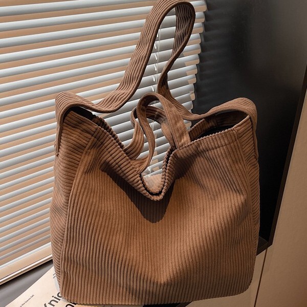 Versatile Commuting Casual Simple Tote Bag Autumn and Winter New Corduroy High-End Women's Bag Large Capacity Retro Shoulder Bag Versatile Commuting Casual Simple Tote Bag Autumn and Winter New Corduroy High-End Women's Bag Large Capacity Retro Shoulder Bag