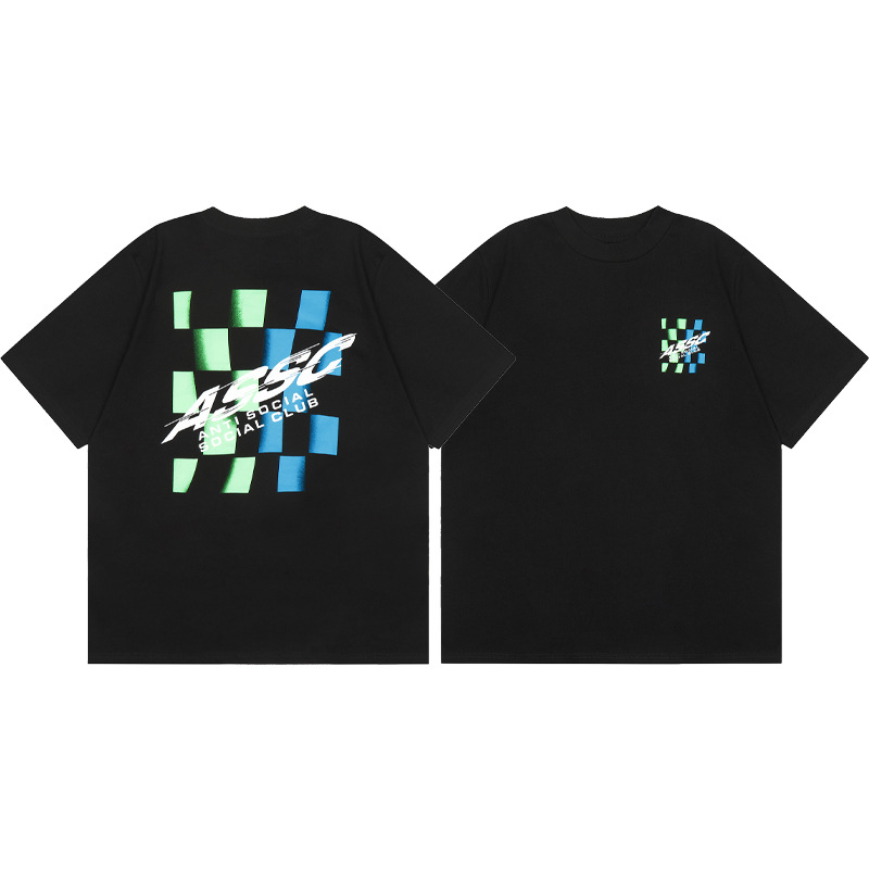 Diferencia de moneda del mercado ASSC CLUB fujiwaro Lightning serie impresa camiseta suelta de manga corta para hombres y mujeres