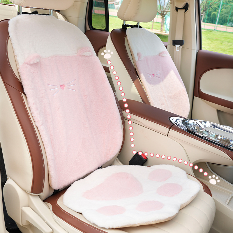 Μαξιλάρι καθίσματος αυτοκινήτου βελούδινο χαριτωμένο γάτα PAWS κυρίες διακοσμητικό μαξιλάρι καθίσματος αυτοκινήτου χειμωνιάτικο ζεστό κάλυμμα καθίσματος αυτοκινήτου_voghion.com