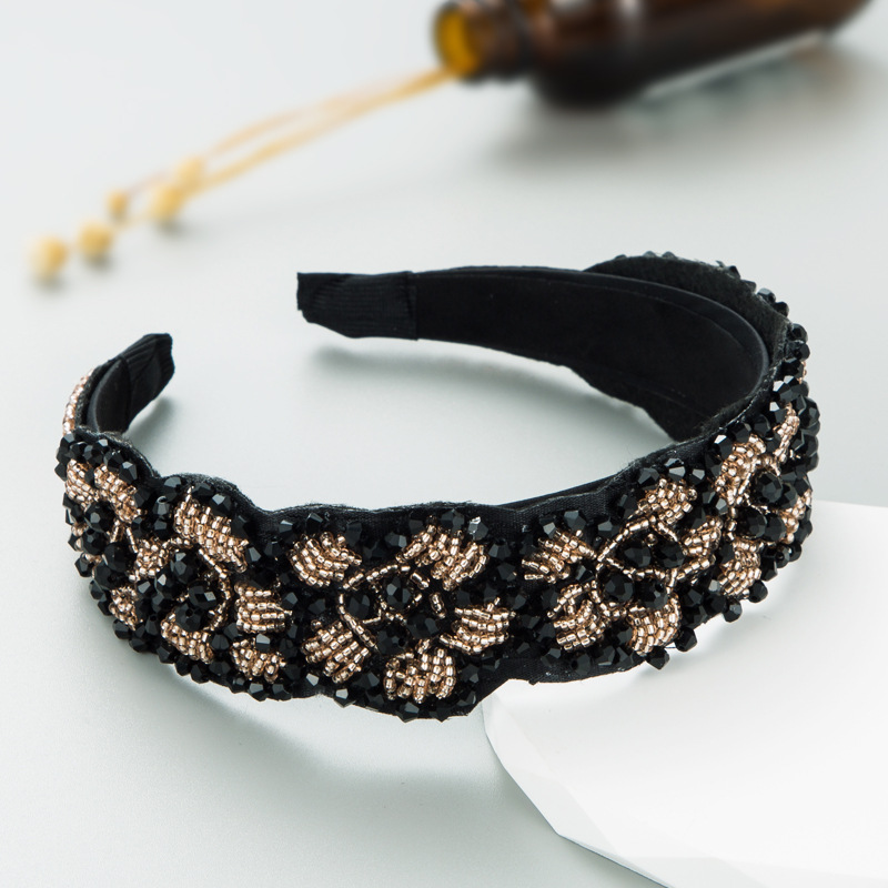 Fashion Plaid Cloth Inlay Rhinestone Hair Band display picture 4