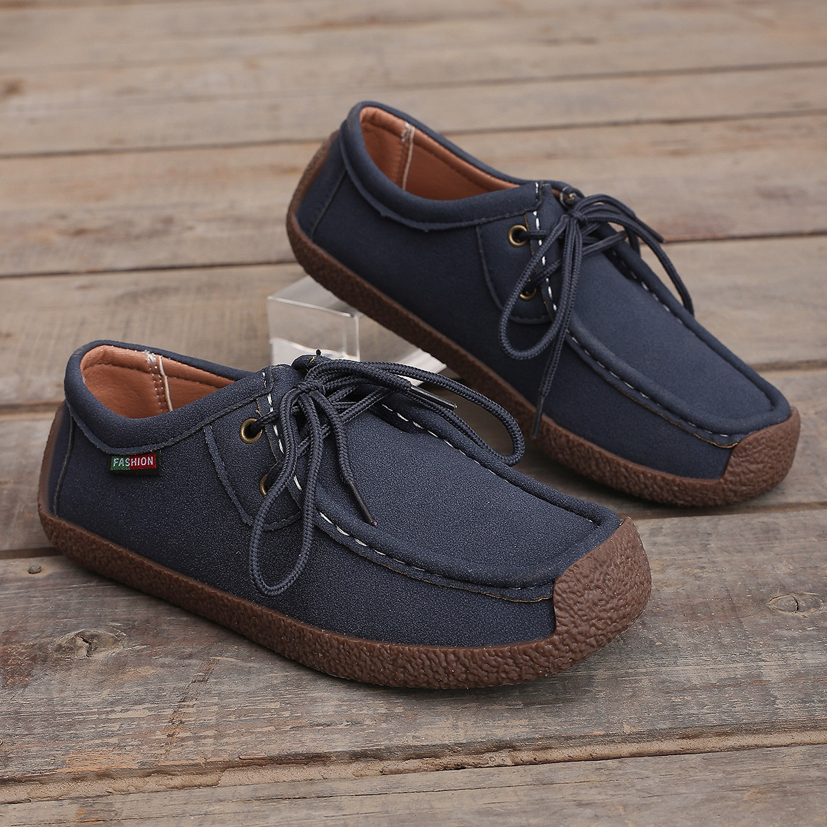 2025新款春季单鞋女百搭豆豆鞋女休闲平地系带跨境防滑妈妈鞋批发