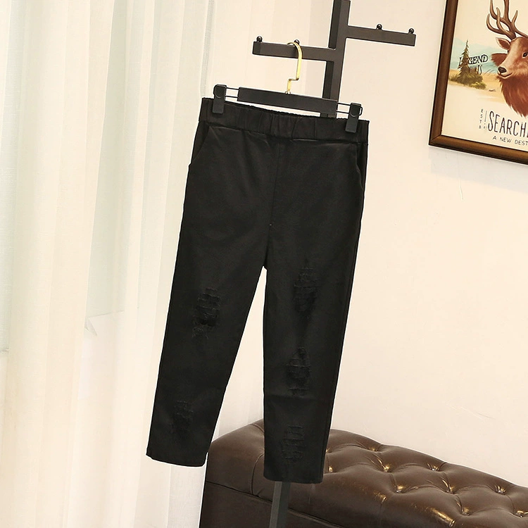 Elastic fitted trousers, plus size