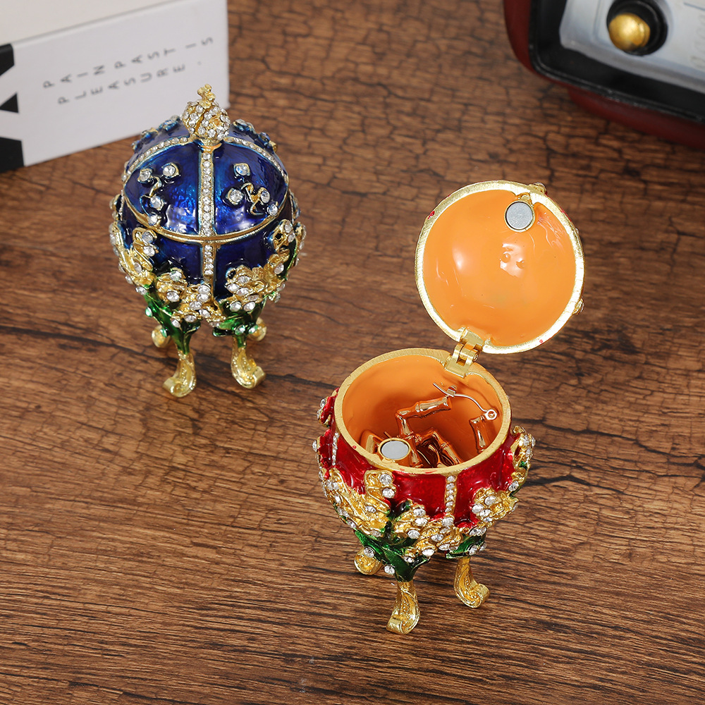 Enamel Craft Gift Russian Egg Decoration Box Lily of the Valley Diamond Egg Trinket Storage Box Easter