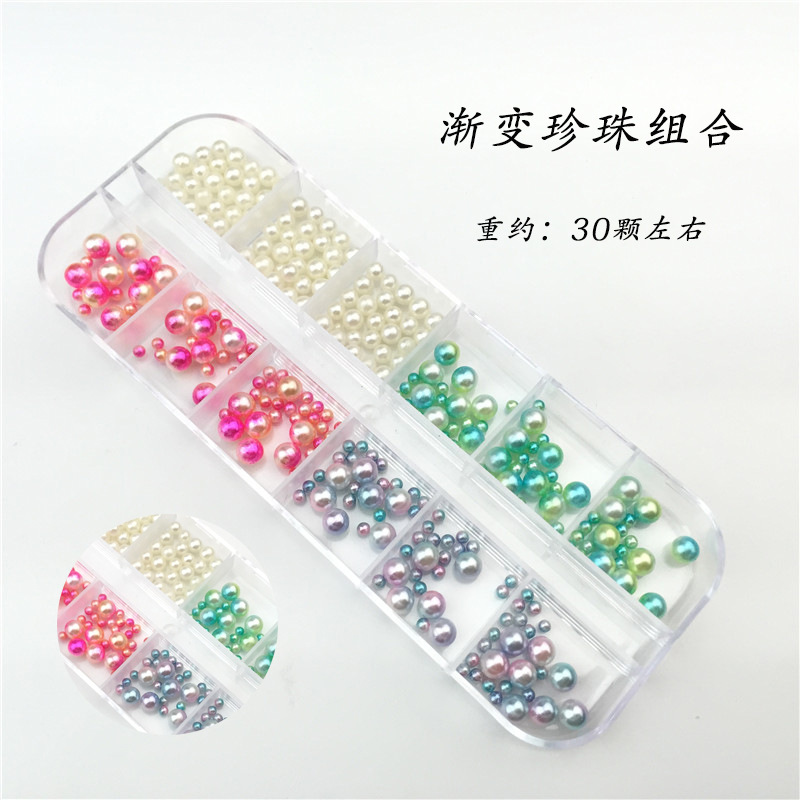 Estilo explosivo transfronterizo Juego de diamantes de uñas de 12 cuadrículas Vidrio azul real Diamante de forma especial Joyas de uñas Diamante plano Mezcla al por mayor