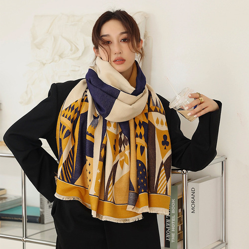 Summer air-conditioned room shawl autumn and winter new double-sided imitation cashmere scarf female Korean version student neck scarf warm scarf