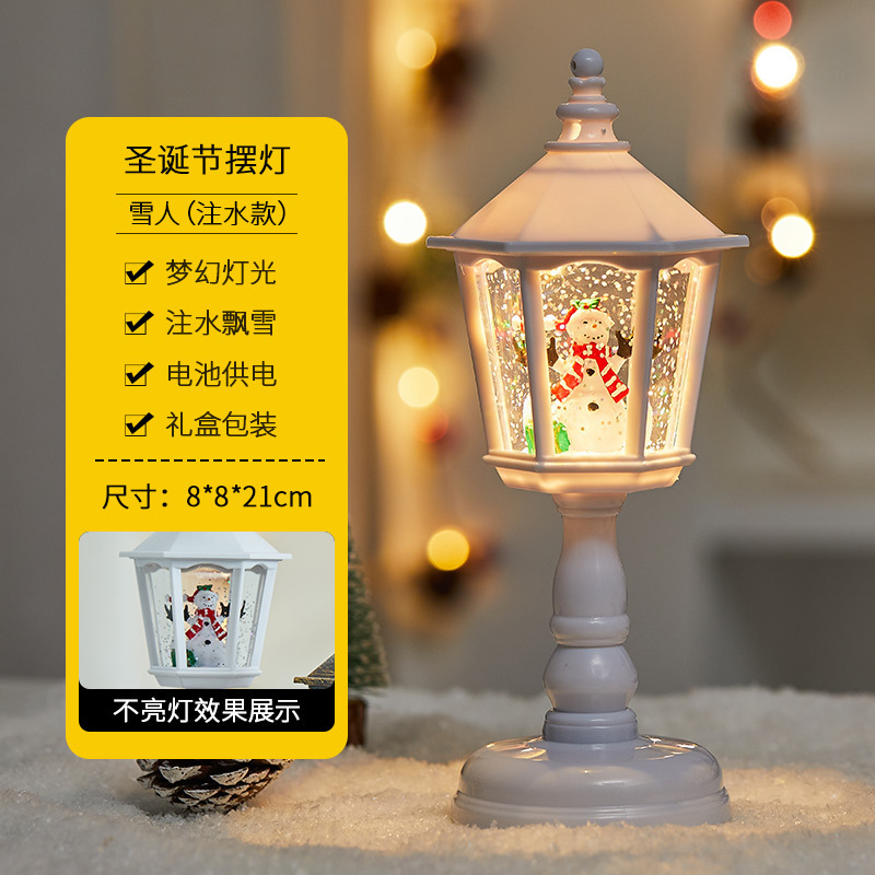 Música navideña pone luces - Muñeco de nieve blanco