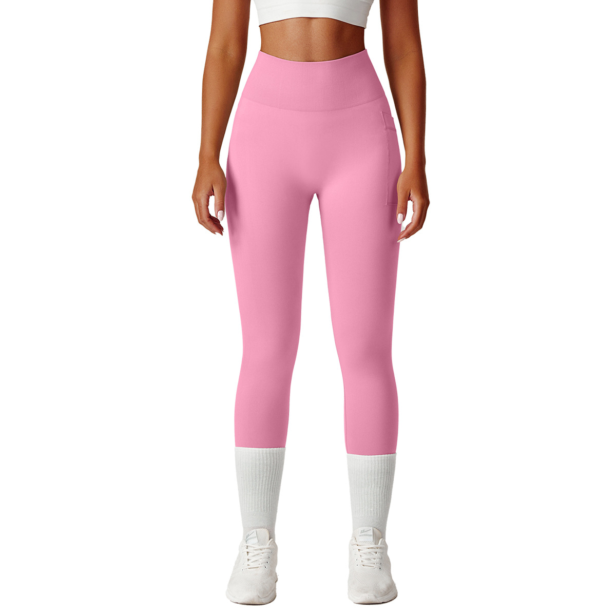 Nuevos pantalones de color sólido transfronterizos, pantalones de belleza desnudos, pantalones de correr, ciclismo, deportes de fitness, pantalones de mujer