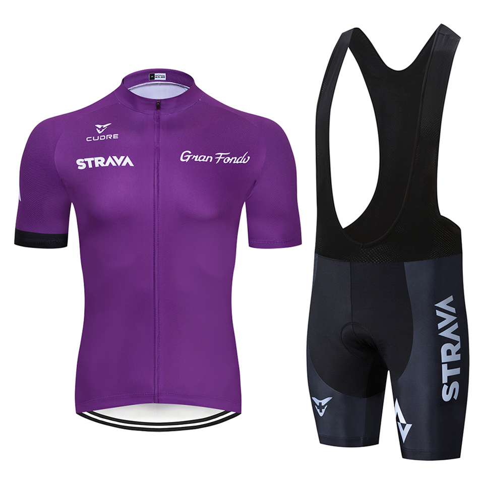 Conjunto de ropa de ciclismo STRAVA, tirantes cortos y camiseta de verano, transpirable y cómoda, lista para envío