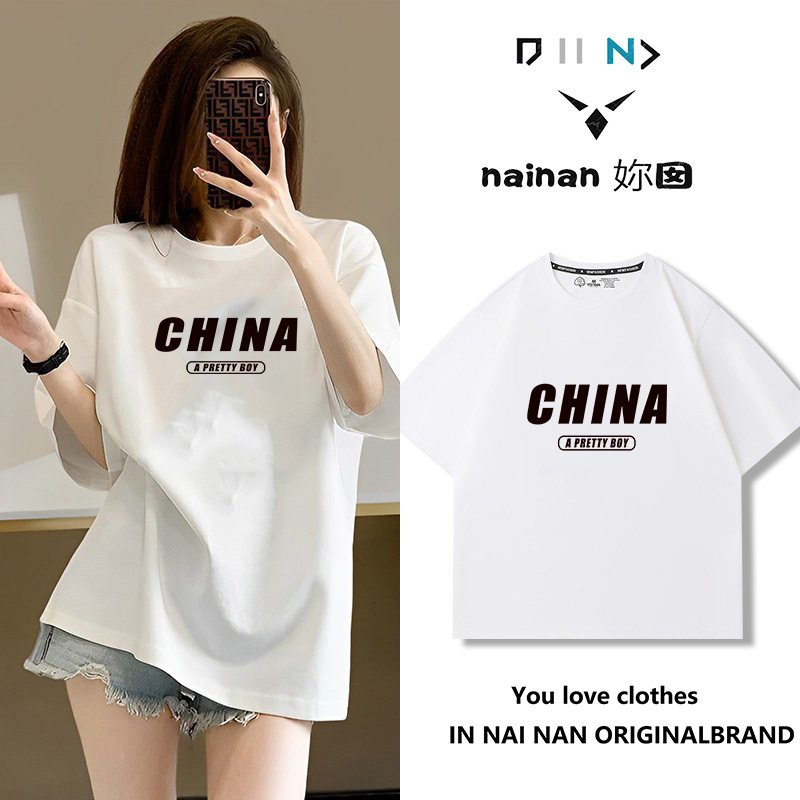 純綿半袖tシャツ女性夏韓国版新型ゆるい丸首小衆白色アニメプリント学生半袖tシャツ|undefined