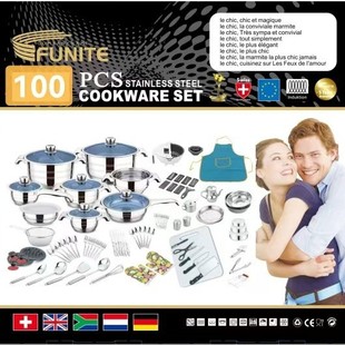 Funite Stainless Steel Cookware Set Export Set Pots Export to Africa 100/70Pcs Cookware Set