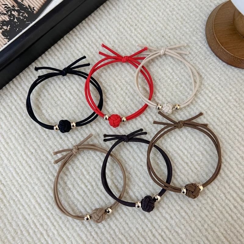 新年红色皮筋头绳简约中国风核桃结发圈发绳橡皮筋手链两用发饰