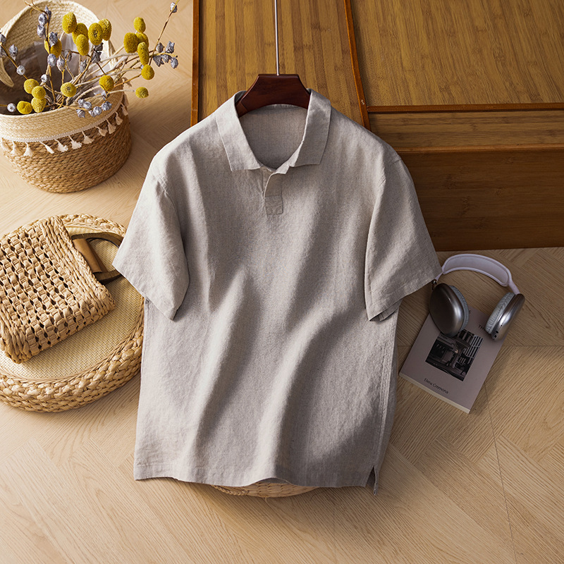 2025 Summer Hong Kong Style Polo Shirt Men's Trendy Brand Loose Half Sleeve Easiest for Match Casual Lapel T-Shirt Artistic Lapel