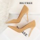 1829-7 European and American fashion simple thin heel super high heel suede shallow mouth pointed sexy night club slim women's single shoes