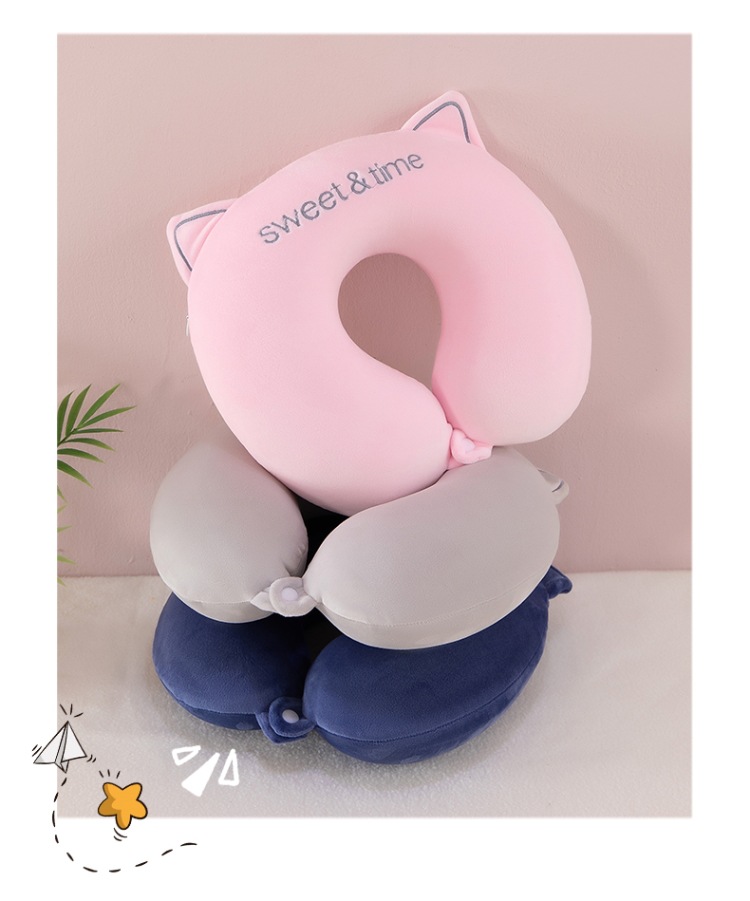 Coussin de voyage en forme de u avec motif chat pour le cou_voghion.com
