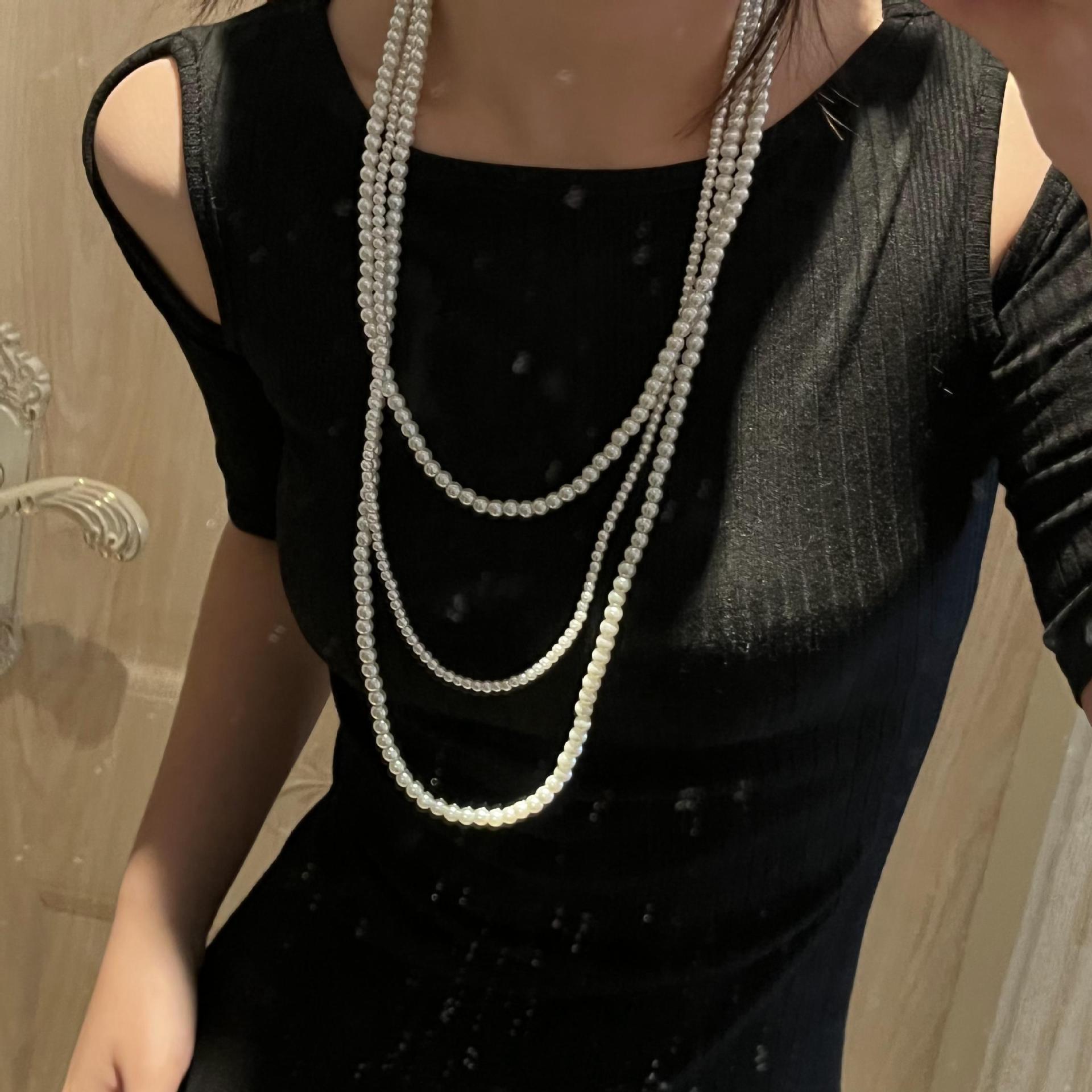 Fashion Solid Color Artificial Pearl Beaded Layered Necklaces