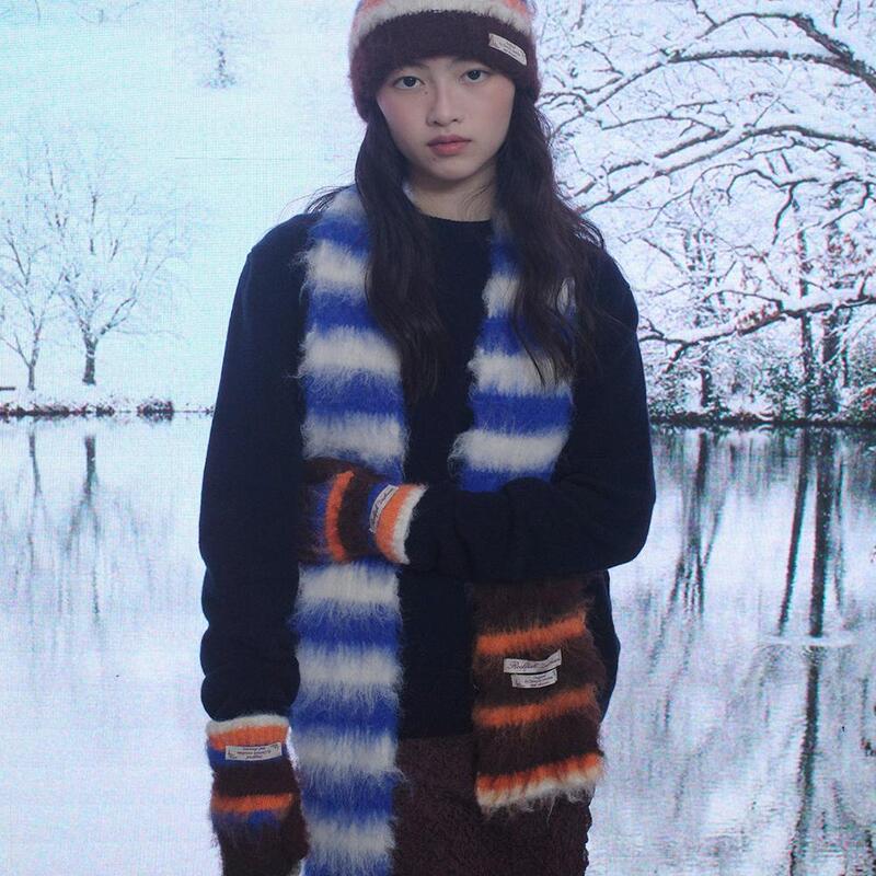 2025 New Export to South Korea Rockfish Gradient Color Scarf Wool Blend Retro Scarf