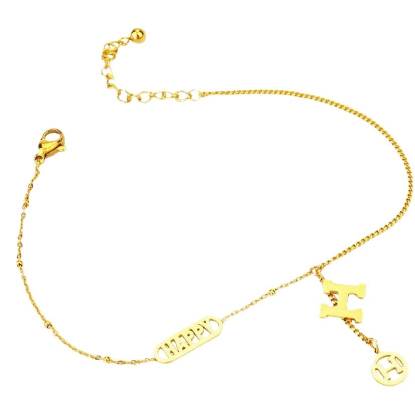 Letra H borla tobillera hembra Red roja feliz irregular de acero de titanio no se desvanece novias pie cadena desnuda cadena regalo de verano