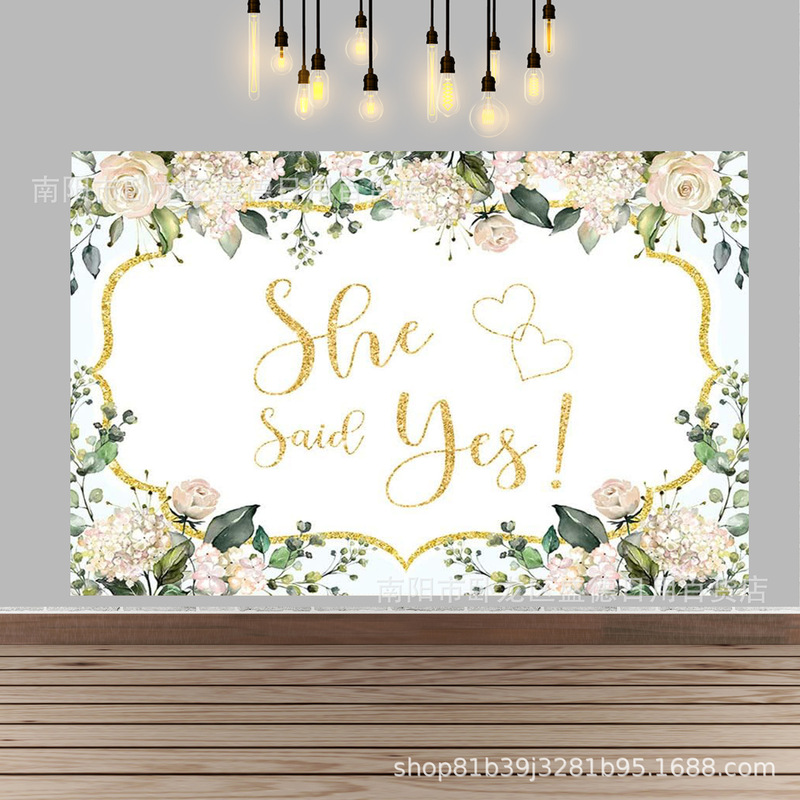 Cross-Border Flower Bridal Shower Photo Photography Background Cloth Adult Portrait Shooting Props Decorative Banner Hanging Cloth