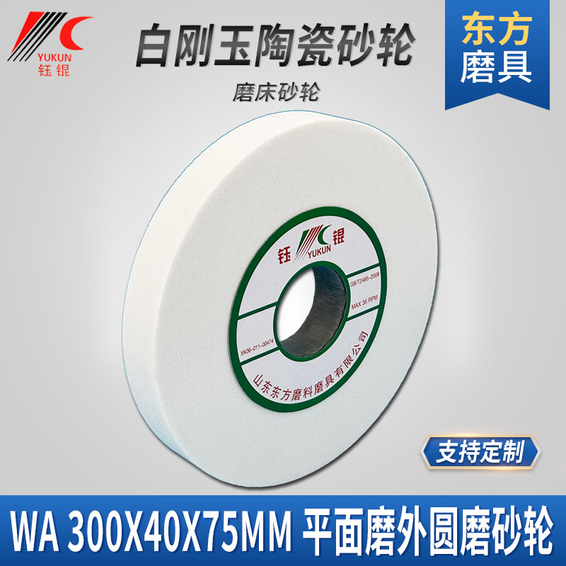 磨刀机陶瓷砂轮片 300X40X75砂轮机平行磨不锈钢砂轮WA白刚玉沙轮