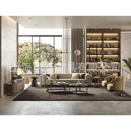 美式乡村现代风三人多人沙发客厅会客布艺沙发酒店前台别墅样板房