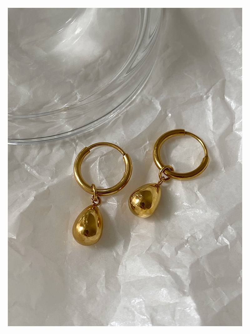 Retro Water Droplets Titanium Steel Drop Earrings Earrings 1 Pair